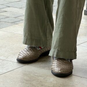 Cole Haan Woven Leather Flats Brown Slip On Loafers Made in Italy